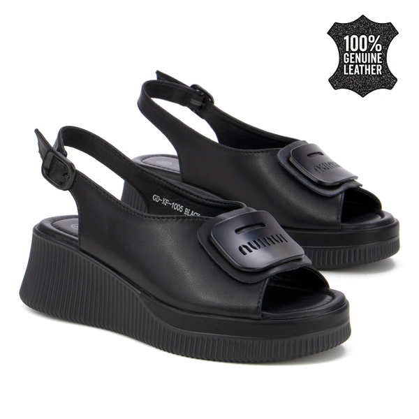 Дамски сандали от естествена кожа – елегантен модел с лека платформа, осигуряващи удобство и увереност при всяка крачка XF1005 black