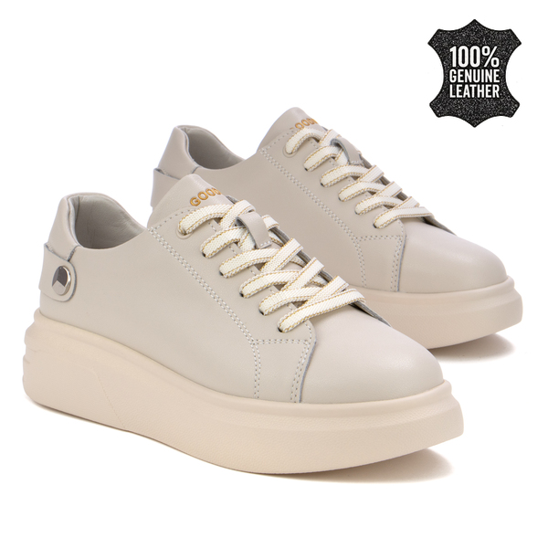 Дамски кецове от естествена кожа – удобни ежедневни с дебела подметка и омекотена вътрешна част за лекота и комфорт при движение XW1033 beige