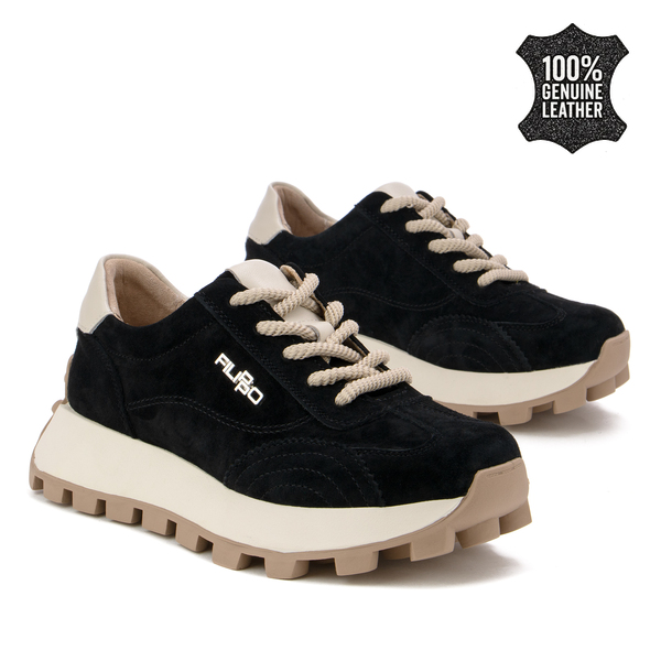 Дамски маратонки от естествена кожа – комфортен модел за ежедневно носене със стабилна подметка и мека вътрешна част DP7498 black