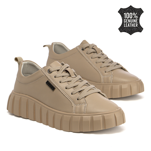 Дамски кецове от естесвена кожа - удобни за всеки ден с приятна визия и стабилност при ходене през целия ден XF89 D.beige