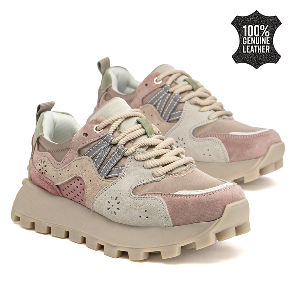 Дамски маратонки от естествена кожа – модерно излъчване с комбинация от цветни елементи и комфорт при динамично ежедневие с приятно усещане DP7560 PI