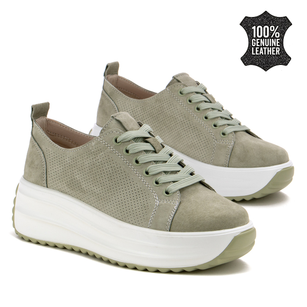 Дамски маратонки от естествен велур – висока комфортна подметка и стилна визия за модерен външен вид през целия ден XW1048 mint