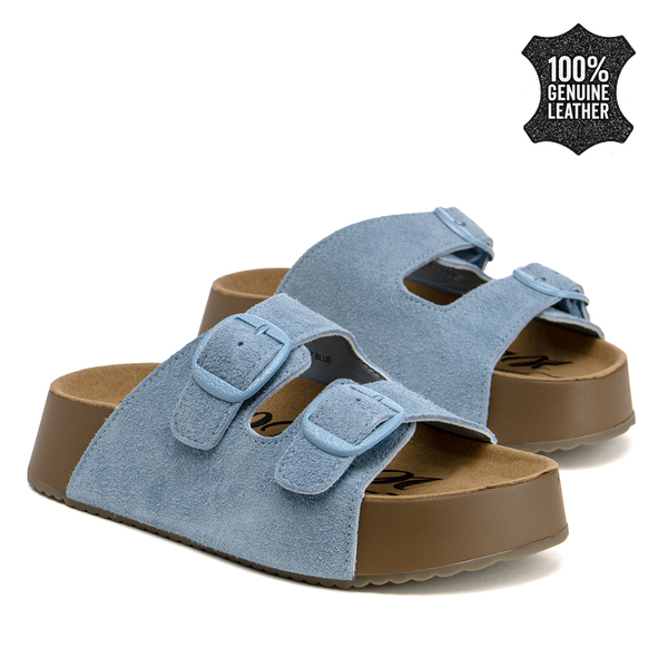 Дамски чехли от естествен велур – комфорт при всяка крачка с две каишки и модерно излъчване за различни ежедневни комбинации SW2661 blue