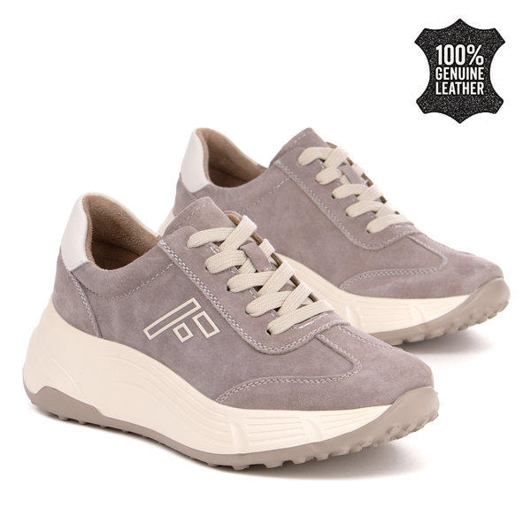 Дамски маратонки от естествена кожа – модерна линия с комфортна височина, стабилна основа и леко усещане при всяко движение DP7496 beige