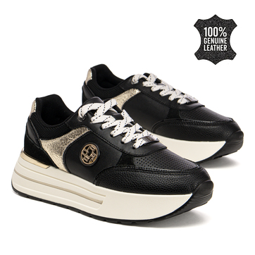 Дамски маратонки от естествена кожа - изразителен характер съчетан с комфортна подметка и визия която привлича внимание навсякъде DP7773 BK
