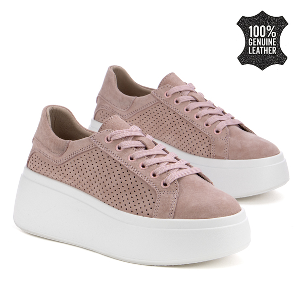 Дамски кецове от естествен велур – стилен акцент с модерна форма и прецизни детайли, създаден за впечатляващо ежедневно излъчване LX1196 pink