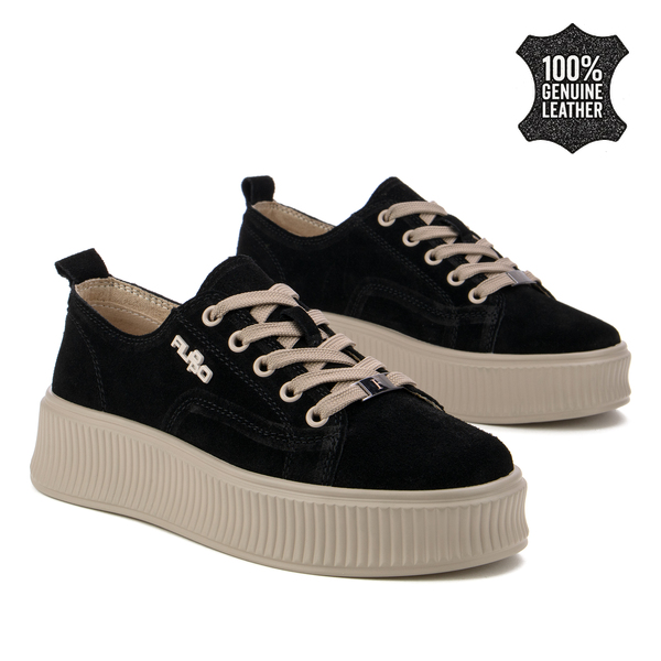 Дамски кецове от естествен велур – модерна форма, комфортна подметка и стилен дизайн, подходящи за ежедневно носене и удобство DP6122 black