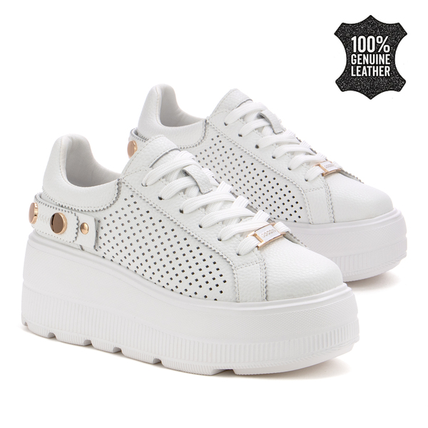 Дамски кецове от естествена кожа – елегантен модел с внимание към детайла, стабилна подметка и отличителен външен вид XW1039 white