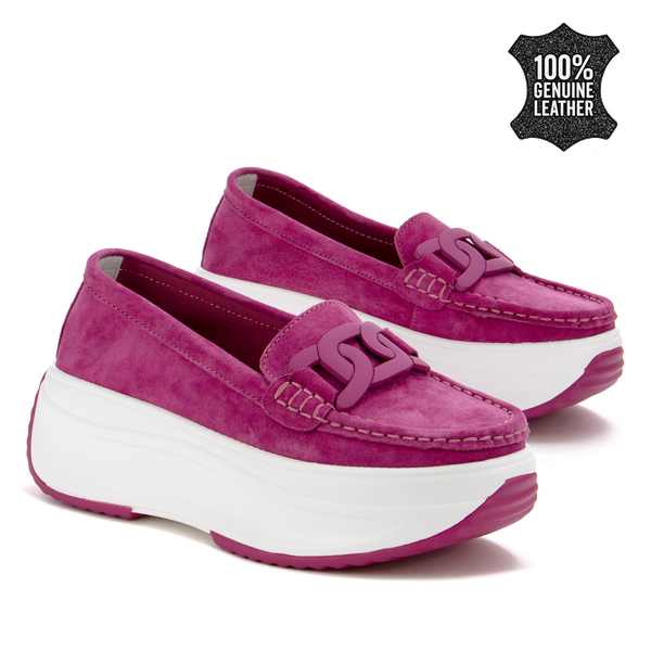 Дамски обувки от естествен велур на платформа – модерна визия и качествено изпълнение за стилно ежедневие и уверено присъствие XW1031 fuchsia