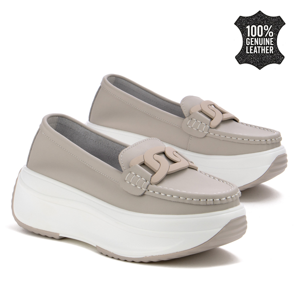 Дамски обувки от естествена кожа на платформа – модерна визия и качествено изпълнение за стилно ежедневие и уверено присъствие XW1031 beige