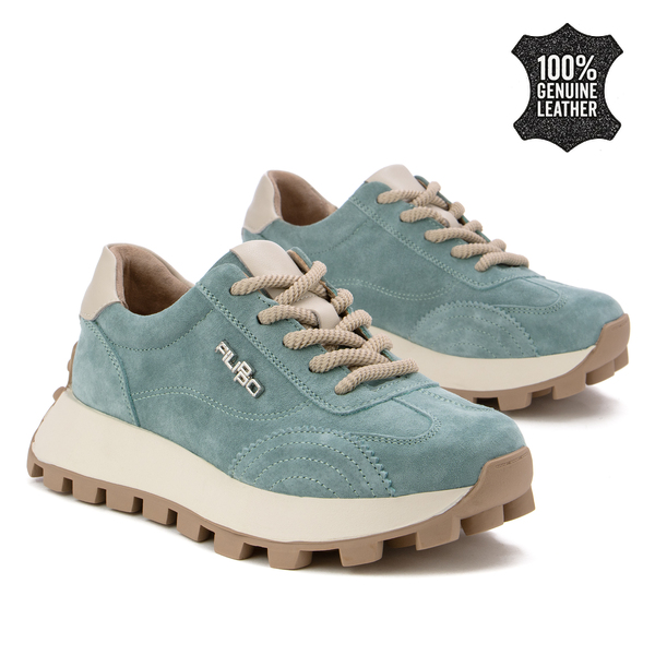 Дамски маратонки от естествена кожа – комфортен модел за ежедневно носене със стабилна подметка и мека вътрешна част DP7498 green