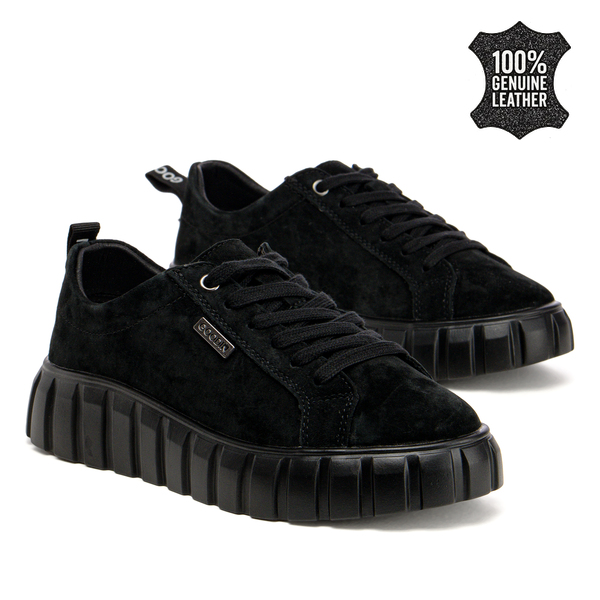 Дамски кецове от естесвена кожа - удобни за всеки ден с приятна визия и стабилност при ходене през целия ден XF89A black