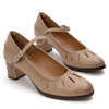 Елегантни дамски обувки на нисък ток - изработени от висококачествени материали YCC-115 beige