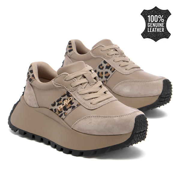 Дамски маратонки от естествена кожа – акцент върху стабилност, висока подметка и изискан модерен детайл за комфортно ежедневие DP6785 leopard