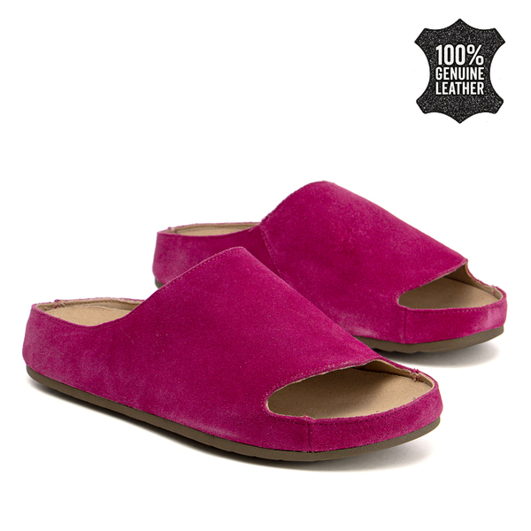 Дамски чехли от естествен велур – комфорт при всяка крачка и модерно излъчване за различни ежедневни комбинации SW2664 fuchsia