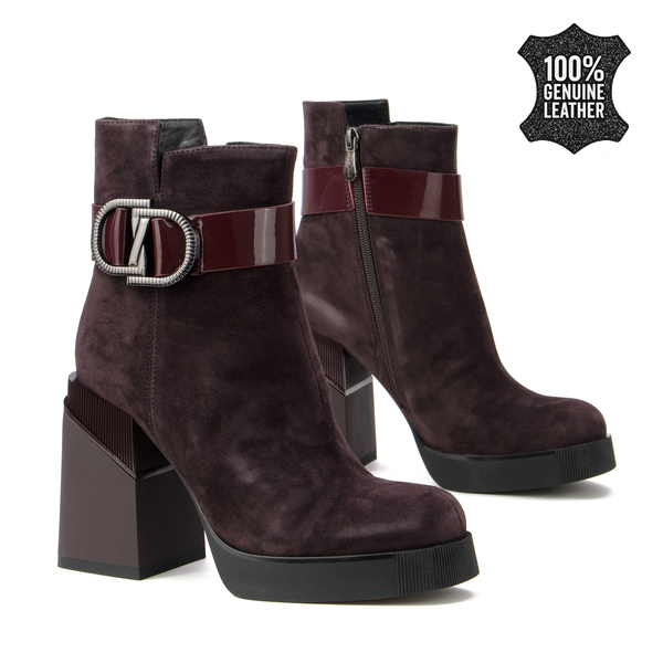 Дамски боти от естествена кожа – стилен модел с модерна форма, луксозен детайл и комфортно усещане при всяка крачка DBT7183 burgundy