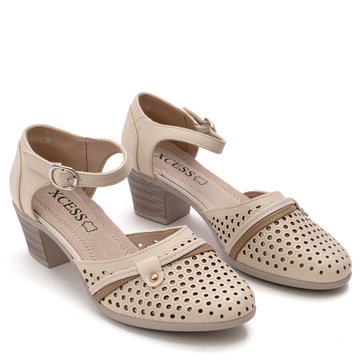 Елегантни дамски обувки на ток с перфорации и каишка - съчетание на комфорт и елегантност A2351-3