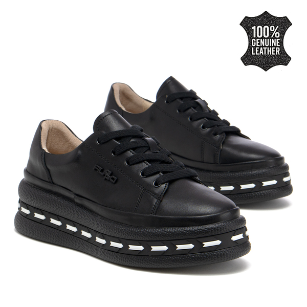 Дамски кецове от естествена кожа на дебела подметка – практични и стилни за всекидневно носене и комфорт DP7119 black