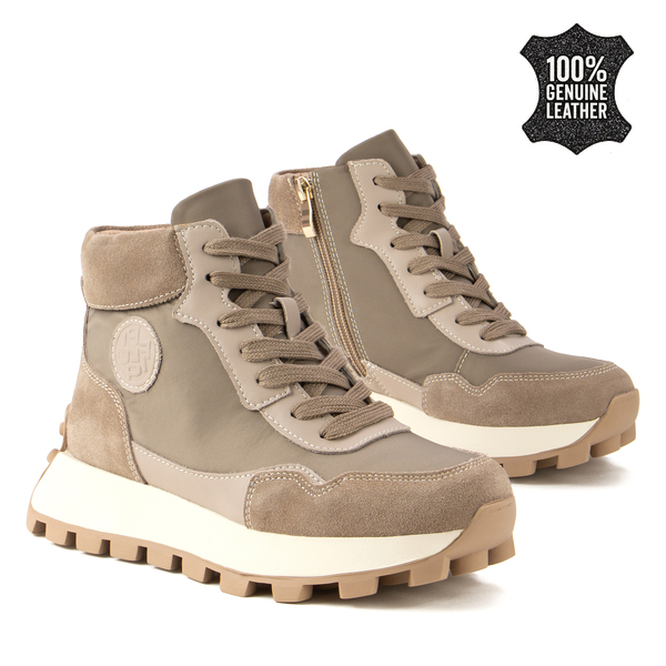 Дамски боти от естествена кожа – удобни, непромокаеми и подходящи за динамично ежедневие с модерен дизайн DBT7158 beige