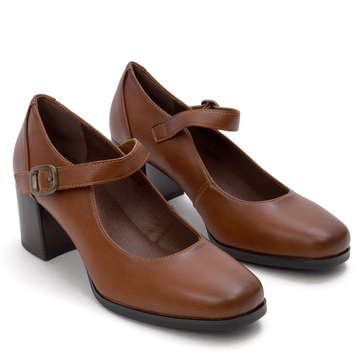 Комфортни дамски обувки с регулираща се каишка за допълнителна стабилност на нисък ток YCC-105 brown