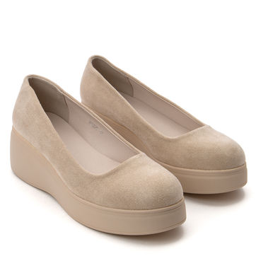 Удобни и леки дамски обувки на дебела подметка за целодневен комфорт NS395 beige