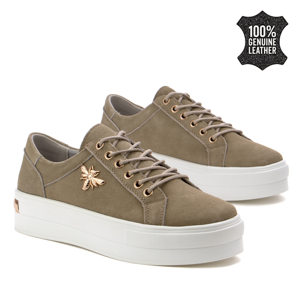 Дамски кецове от естествена кожа – лека и стабилна подметка, създадена за целодневен комфорт и модерна визия без компромиси XF139 beige