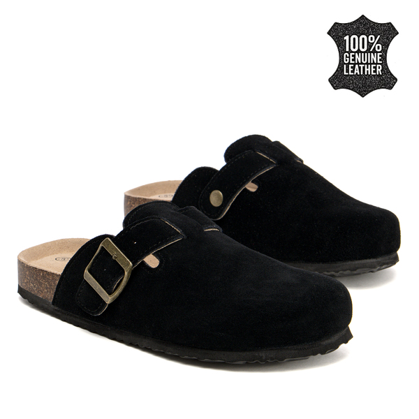 Дамски сабо от естествен велур – ежедневен комфорт с удобно прилягане, стабилно усещане при движение и изчистена визия за различни комбинации SW2663 black