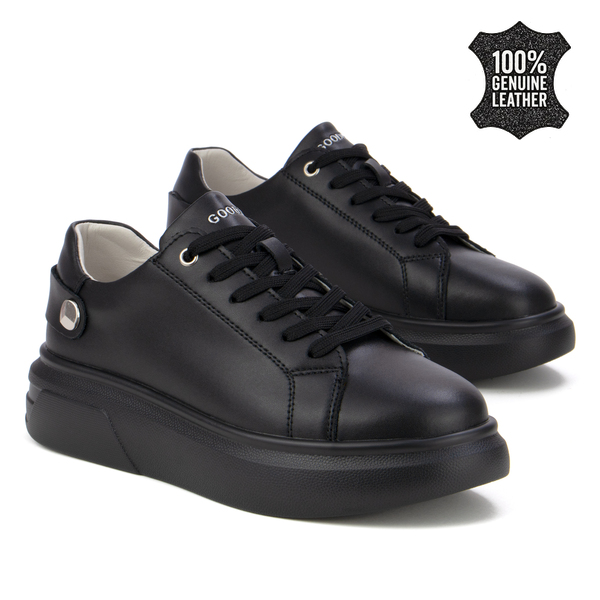 Дамски кецове от естествена кожа – удобни ежедневни с дебела подметка и омекотена вътрешна част за лекота и комфорт при движение XW1033 black