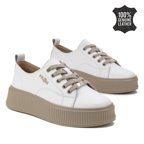 Дамски кецове от естествена кожа – модерна форма, комфортна подметка и стилен дизайн, подходящи за ежедневно носене и удобство DP6122 white