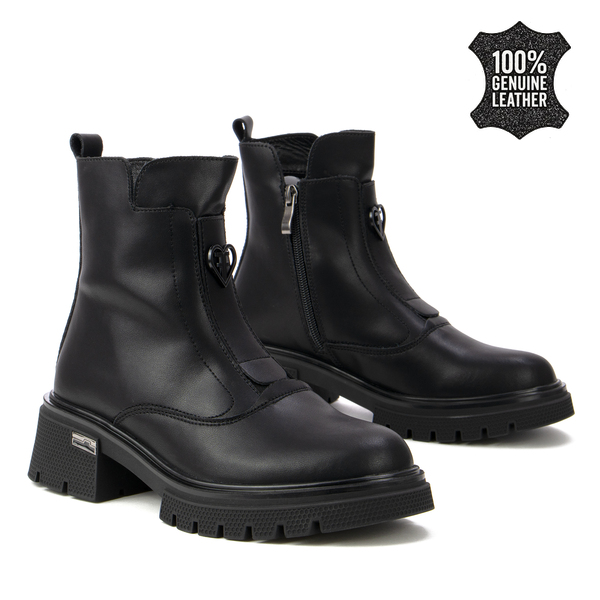 Дамски боти от естествена кожа – стилен изчистен дизайн с красиво оформен акцент и стабилна подметка за впечатляващо излъчване DBT7148 black