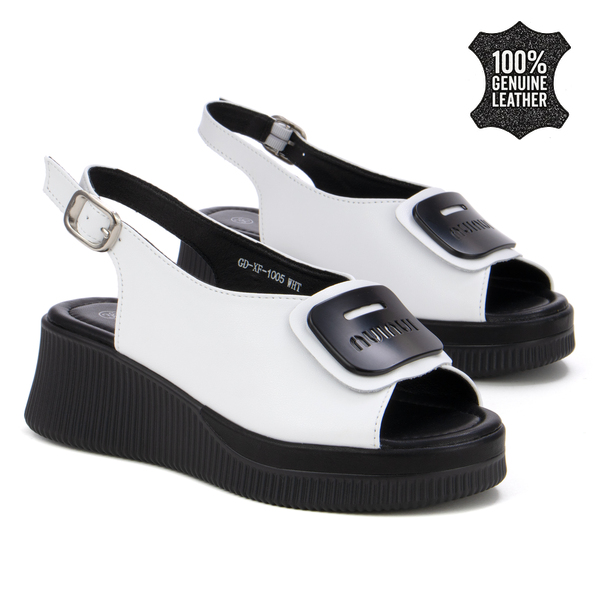Дамски сандали от естествена кожа – елегантен модел с лека платформа, осигуряващи удобство и увереност при всяка крачка XF1005 white