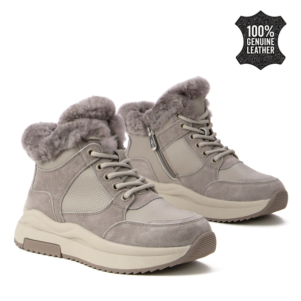 Дамски боти от естествена кожа – съвършен баланс между комфорт, топлина и стил с модерен силует и фино излъчване DBT7240 beige