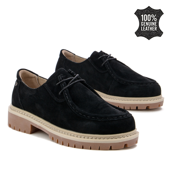 Дамски обувки тип мокасини от естествен велур – класически дизайн с връзки, удобна форма и стабилна подметка за отличен комфорт при ходене DP7497 black