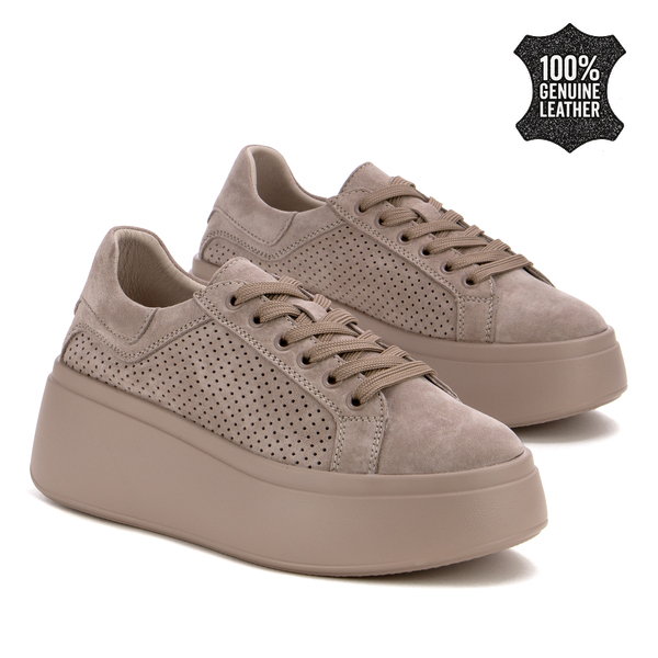 Дамски кецове от естествен велур – стилен акцент с модерна форма и прецизни детайли, създаден за впечатляващо ежедневно излъчване LX1196 khaki