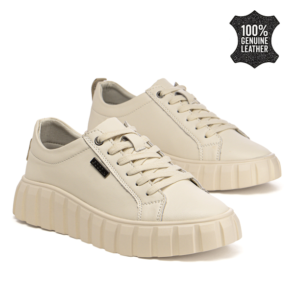 Дамски кецове от естесвена кожа - удобни за всеки ден с приятна визия и стабилност при ходене през целия ден XF89 beige