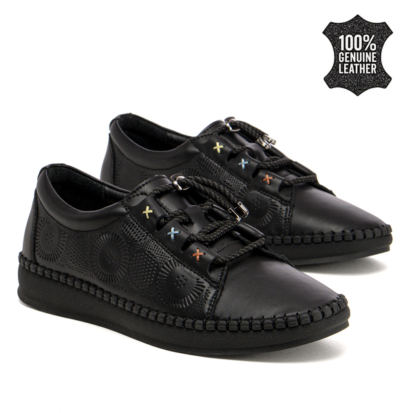 Дамски обувки от естествена кожа – комфортен избор за дълъг ден с приятна визия и лесно съчетаване DP7665 black