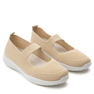 Леки и удобни дишащи дамски обувки с еластична лента за целодневен комфорт NB659 beige