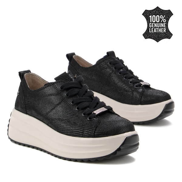 Дамски маратонки от естествен велур – висока комфортна подметка и стилна визия за модерен външен вид през целия ден  DP6795 black