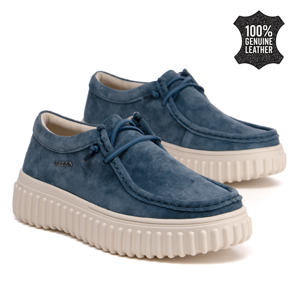 Дамски мокасини от естествен велур – изключителна лекота и комфорт, съчетани с модерна визия и стилно излъчване във всяка ситуация XW1007 blue