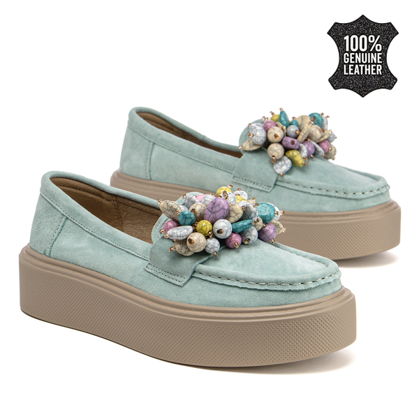 Дамски обувки от естествена кожа – подходящи за ежедневие с удобство при всяка крачка и стилен декоративен елемент DP6765 green