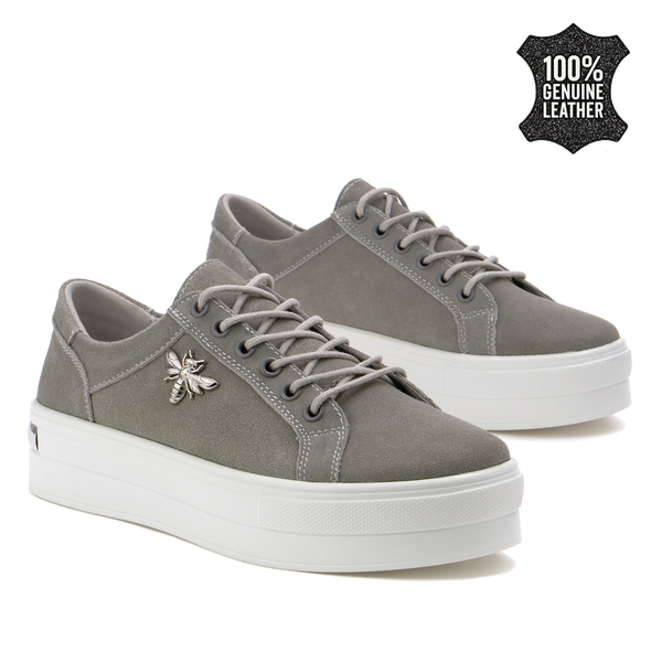 Дамски кецове от естествена кожа – лека и стабилна подметка, създадена за целодневен комфорт и модерна визия без компромиси XF139 grey