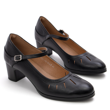 Елегантни дамски обувки на нисък ток - изработени от висококачествени материали YCC-115 black