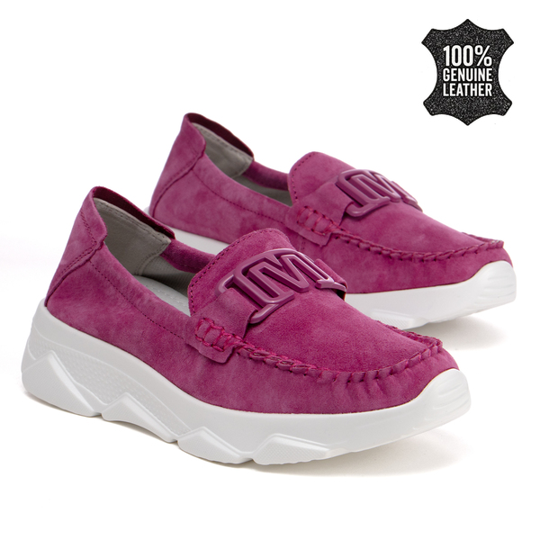 Дамски мокасини от естествена кожа – комфортна подметка и изчистен дизайн за ежедневие с лекота и стил DP6763 fuchsia