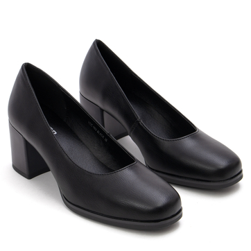Елегантни дамски обувки с широк ток за стил и комфорт - Изработени от висококачествена кожа YCC-103 black