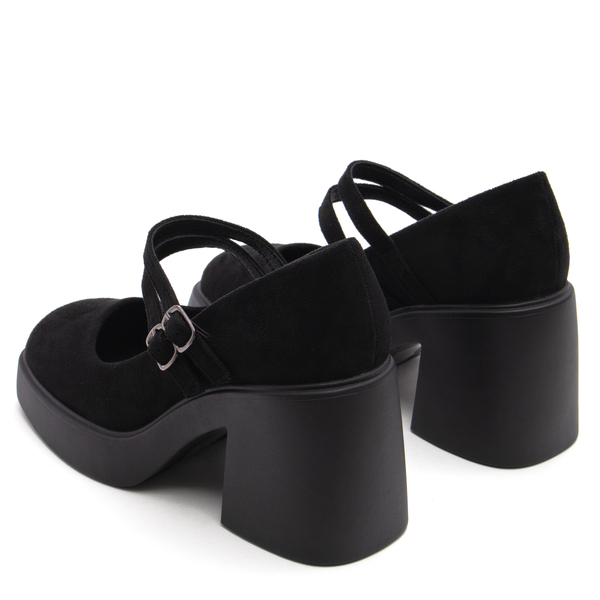Дамски обувки на ток и двойна каишка за стабилност M382 black