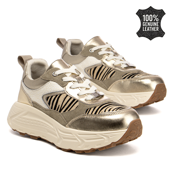 Дамски маратонки от естествена кожа – комфортни и практични с модерно излъчване и стабилност през целия ден DP7722 WH GO