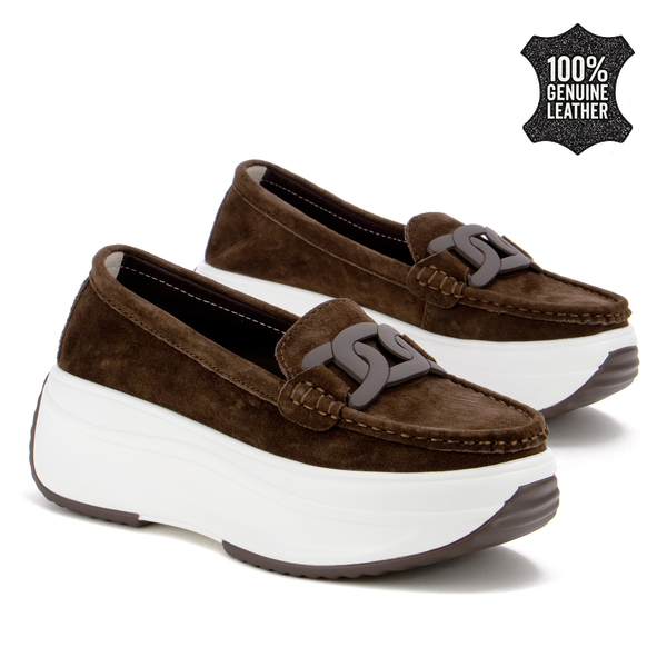 Дамски обувки от естествен велур на платформа – модерна визия и качествено изпълнение за стилно ежедневие и уверено присъствие XW1031 coffee