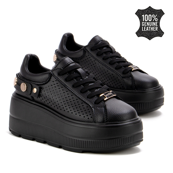 Дамски кецове от естествена кожа – елегантен модел с внимание към детайла, стабилна подметка и отличителен външен вид XW1039 black