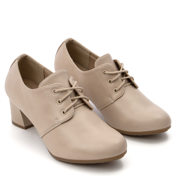 Елегантни дамски обувки с връзки и удобен ток YEHJ-183-1 beige