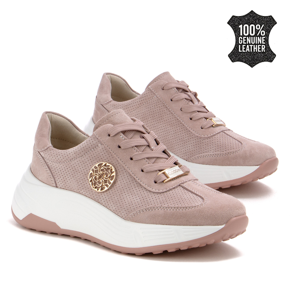 Дамски маратонки от естествен велур – модерен ежедневен модел с удобна платформа, свежа визия и комфорт за динамични дни XW1030 pink